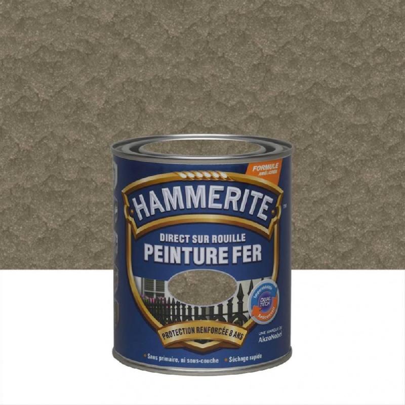 Peinture fer extérieur direct sur rouille HAMMERITE bronze martelé 0.25 L - protection et décoration des métaux ferreux_0