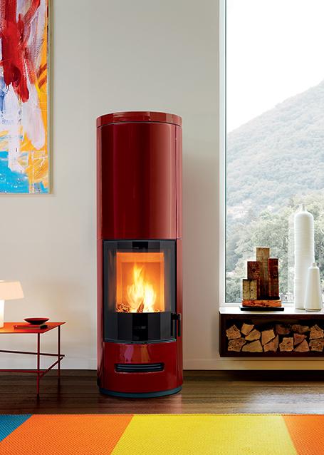Poêles à bois - Piazzetta E929 M-H - version haute avec habillage en céramique émaillée et options avancées_0