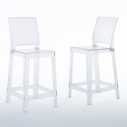 RATTATAN Lot de 2 tabourets de bar en polycarbonate transparent, robustes et résistants, idéaux pour comptoir et îlot, au design moderne et épuré_0