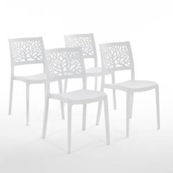 RATTATAN Set 4 Chaises en polypropylène avec fibre de verre empilables pour extérieur et jardin, bar et restaurant, cuisine design moderne - FLORA -_0