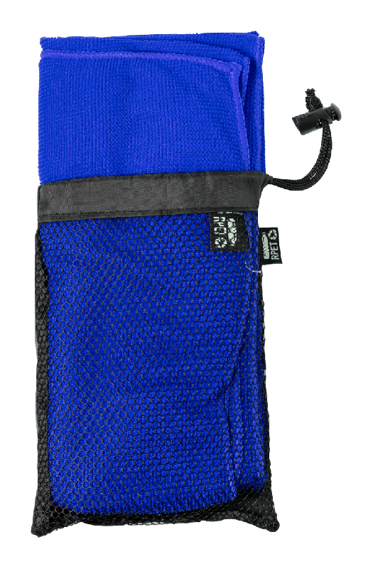 Serviette de sport en microfibre - RPET - Pochette labélisée RPET - 160 g/m² - Couleur bleu_0