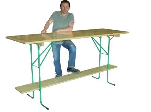 Table pliante comptoir en pin - piètement tubulaire - dimensions 220 x 70 cm - utilisable en intérieur ou extérieur sous abri_0