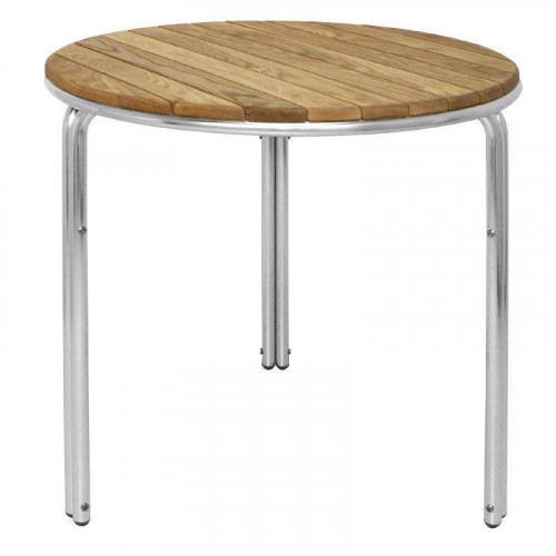 TABLE RONDE EN ALUMINIUM ET BOIS BOLERO - Ø 600 MM