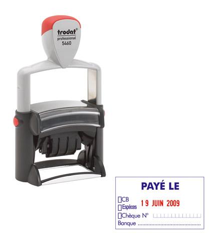TAMPON ENCREUR 'PAYÉ LE' + DATEUR PROFESSIONAL LINE 5460L TRODAT