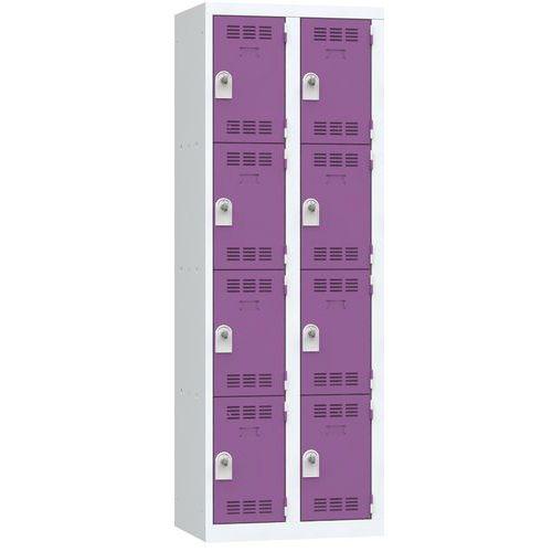 Vestiaire multicases 4 cases par colonne serrure 2 gris clair violet_0