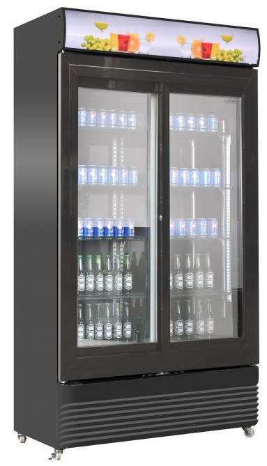 Vitrine réfrigérée murale en 2 portes coulissantes de couleur noire - capacité 780 litres_0