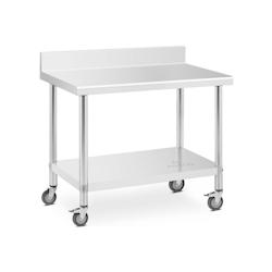 Wheeled work bench - 60 x 100 cm - Backsplash - 155 kg load capacity - Royal Catering - multi-matériau 4062859128348_0