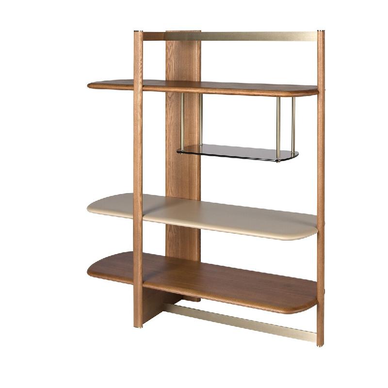 AC ANGEL CERDA Angel Cerdá Étagère rectangulaire gauche en noyer clair et bois coloris greige 3300C 140 x 50 x 162 - marron Bois manufacturé 84356_0