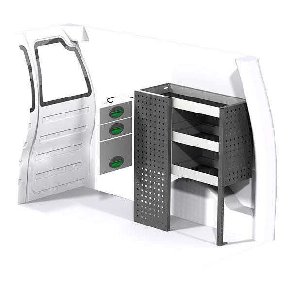 Aménagement métal côté droit - Meuble de rangement pour véhicules utilitaires - Longueur 726mm - Volkswagen_0