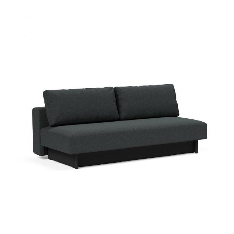 Canapé convertible design MERGA - Lit 140x200 cm avec boîte de rangement - Tissu bouclé Black Raven_0