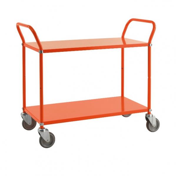 Chariot de service 2 tablettes orange - 250 kg - roues pivotantes - KONGAMEK_0