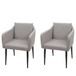 Décoshop26 - 2x chaises de salle à manger cuisine en synthétique taupe gris pieds en métal design moderne 04_0000418 - gris 3000253748985_0