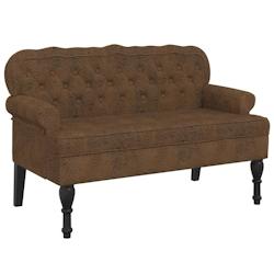 Décoshop26 - Banquette banc avec dossier capitonné et accoudoirs 119,5 x 64,5 x 75 cm PVC aspect daim marron DEC024652 - marron 3000254826644_0