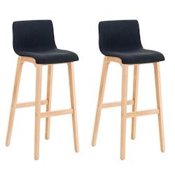 Décoshop26 - Lot de 2 tabourets de bar design avec structure de 4 pieds en bois et assise en tissu noir 10_0004214 - noir 3000251985948_0