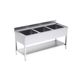 Distform Plonge Inox avec Bâti et Etagère 3 Bacs Grande Capacité Gamme 700 - 0641094943516_0