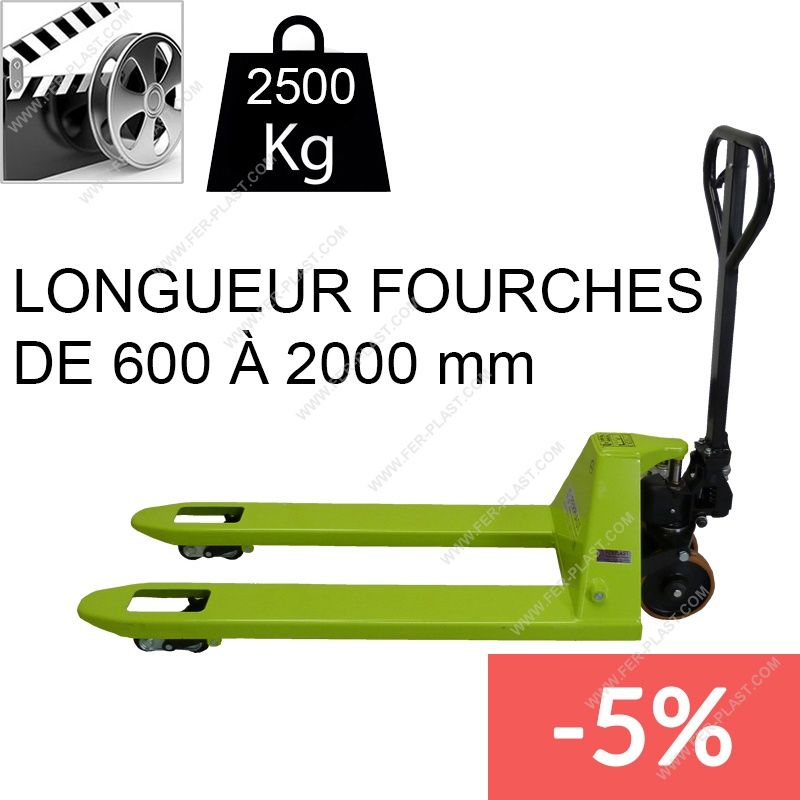 Transpalette manuel FPGS SPE Ferplast - 2500 kg - Fourches spéciales de 600 à 2000 mm_0