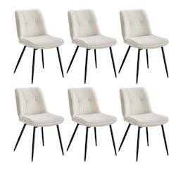 Helloshop26 - Lot de 6 chaises salle à manger chaise de cuisine rembourrée chenille jusqu'à 120 kg double coussin pieds en métal 12_0006215 - 3000_0