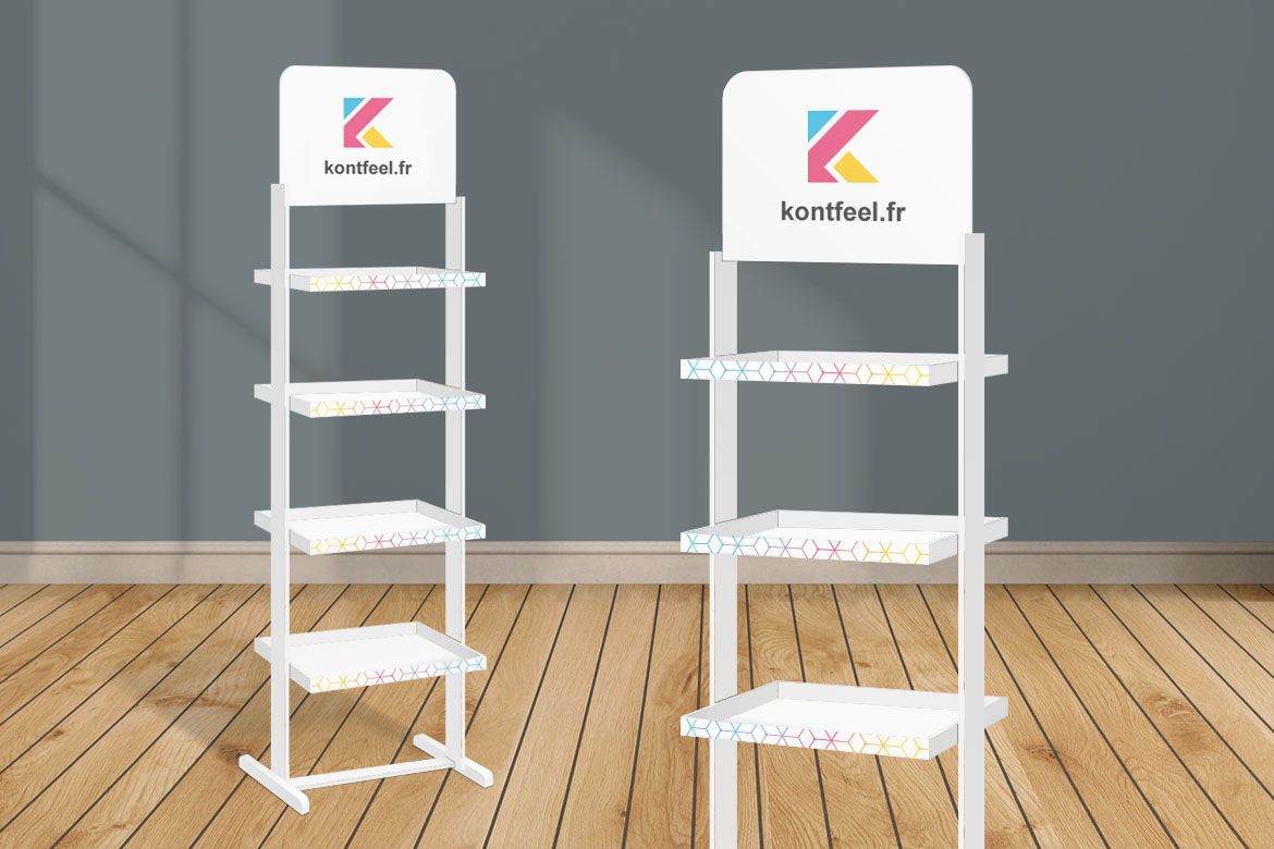 Meuble présentoir en métal - Kontfeel - PLV publicitaire personnalisable et résistante_0