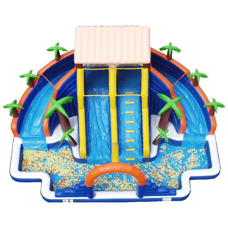 Mini parc aquatique Palmiers - Réf. WP29-CH - Structure gonflable avec piscine et toboggans_0