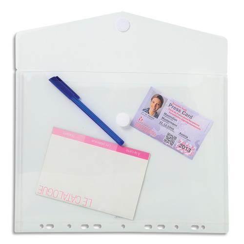 POCHETTES-ENVELOPPES VELCRO PERFOREES EXACOMPTA - POLYPROPYLENE 2/10E - COLORIS INCOLORE - SACHET DE 5