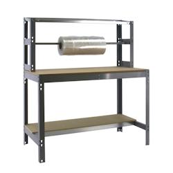 SimonRack Banque de travail sans vis avec plateaux en bois BT4. Couleur GRIS/BOIS 1445x910x760 mm - gris métal 8435104919767_0