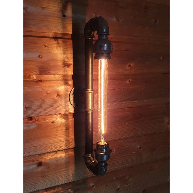 SLA0001 - Applique luminaire industrielle vintage - Douille E27 pré-montée avec ampoule Edison tube_0