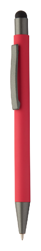 Stylo à bille stylet - finition caoutchouc - encre bleue - couleur rouge - 18g_0