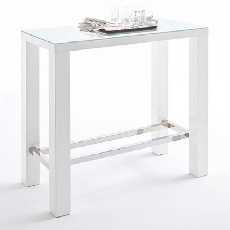 TABLE DE BAR DESIGN JANIS 120 X 60 CM FINITION LAQUE BLANCHE BRILLANTE_0