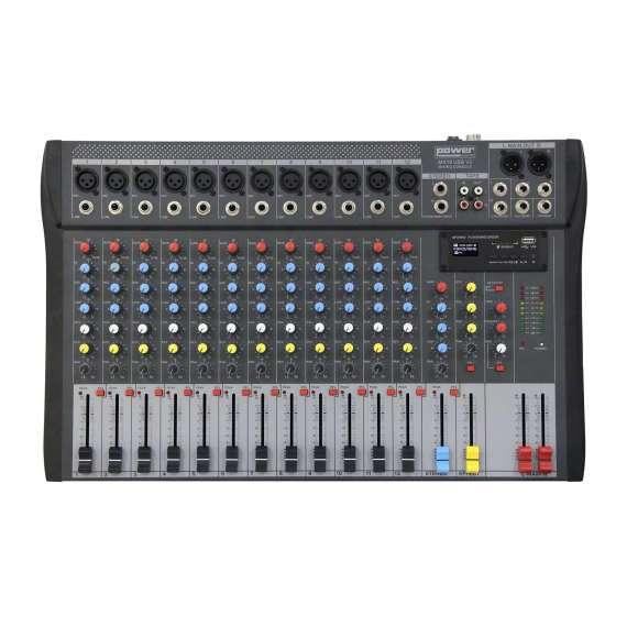 Table de mixage MX 16 USB V2 Power Acoustics - 12 entrées micro XLR, lecteur multimédia et enregistrement_0