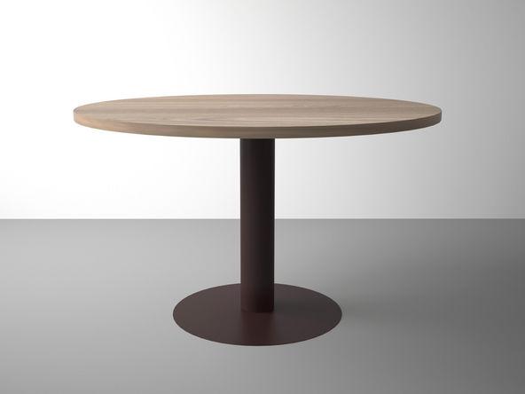 Table de réunion ronde Lithos - bois mélaminé 25mm - diamètre 120cm - piètement acier finition bronze_0