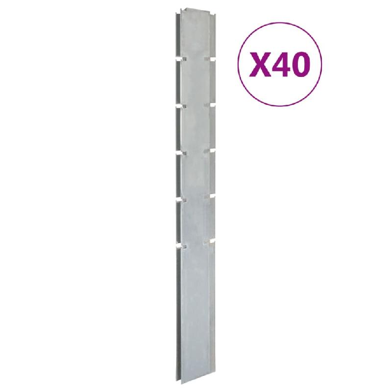 Vidaxl poteaux de clôture 40 pcs argenté 160 cm acier galvanisé 3196220_0