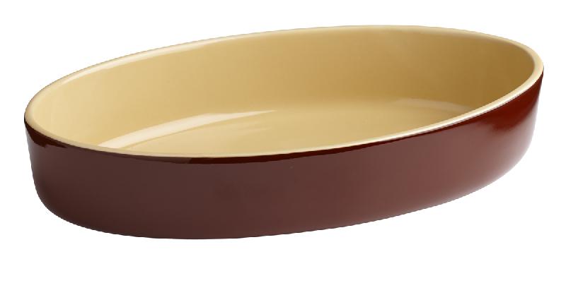 PLAT SABOT OVALE BRUN PORCELAINE 16,6X10 CM