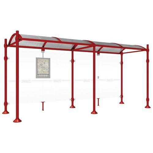 ABRI BUS PROVINCE 5 M SANS BARDAGES LATÉRAUX INOX ROUGE 3004 - PROCITY