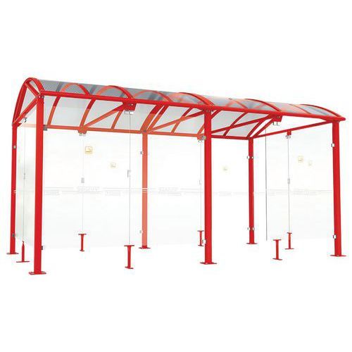 ABRI FUMEURS VOÛTE L 5 M BARDAGES VERRE ROUGE 3020 - PROCITY