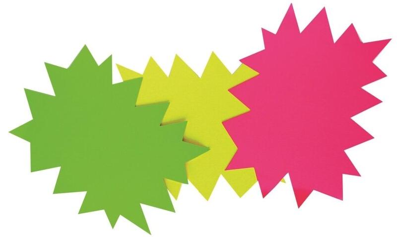 Apli Lot de 50 étiquettes carton 780 g/m², forme éclaté 8x12, coloris rose/vert fluo - 3270240127509_0