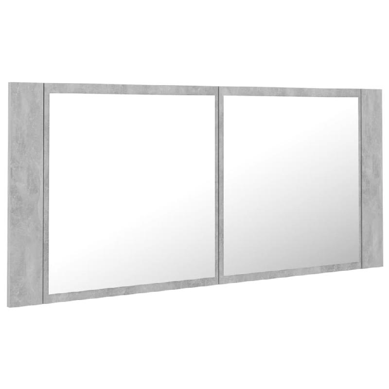 Armoire de salle de bain à miroir LED - 100 x 12 x 45 cm - Acrylique gris - Modèle 02_0006610_0