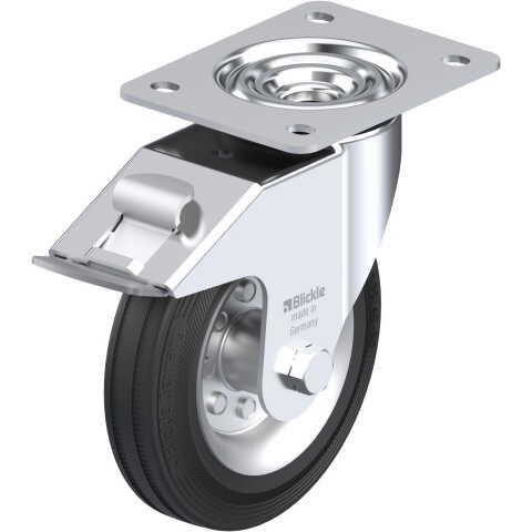 BLICKLE - ROULETTE PIVOTANTE À FREIN Ø 160MM BANDAGE CAOUTCHOUC SBR 135KG - LE-VE 160R-FI