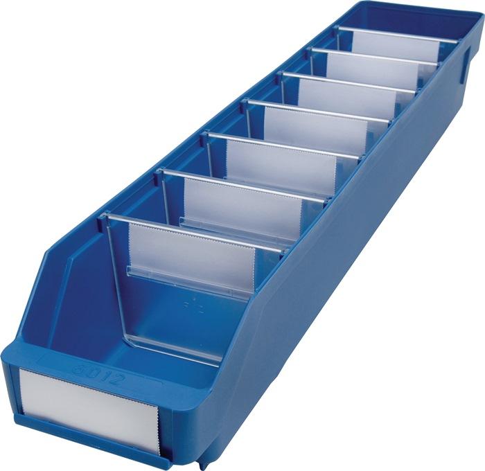 Boîte pour étagère L600xl120xH95mm - bleue - polypropylène (PP) - compatible alimentaire - résistante -20°C à +80°C_0
