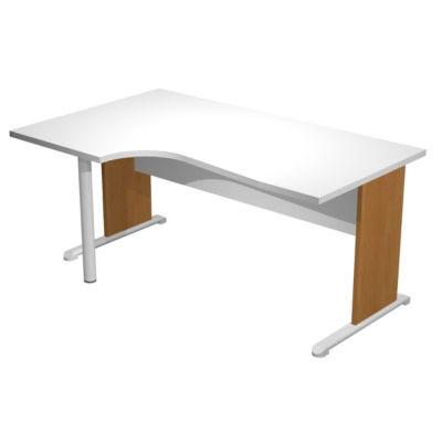 BUREAU D'ANGLE COMPACT RETOUR A GAUCHE PRONTO BOIS - L.160 X P.100 CM - PLATEAU BLANC - PIEDS L AULNE