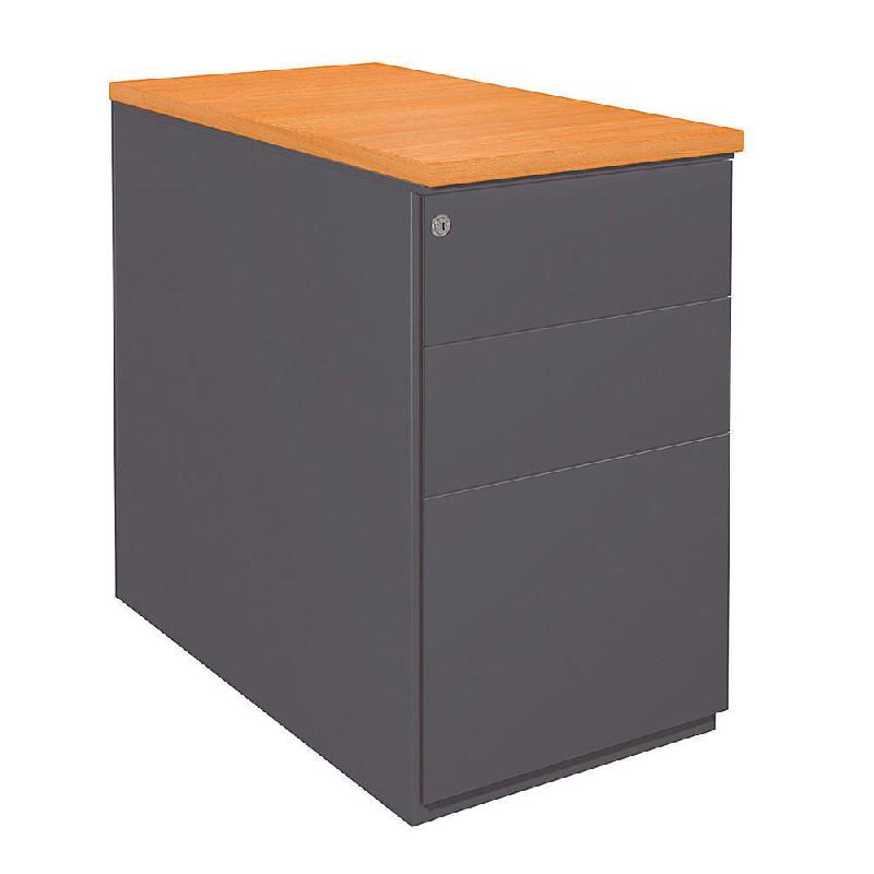 CAISSON HAUTEUR BUREAU METAL - NF ENVIRONNEMENT - ANTHRACITE TOP CHENE - H.72 X L. 42 X P. 80 CM