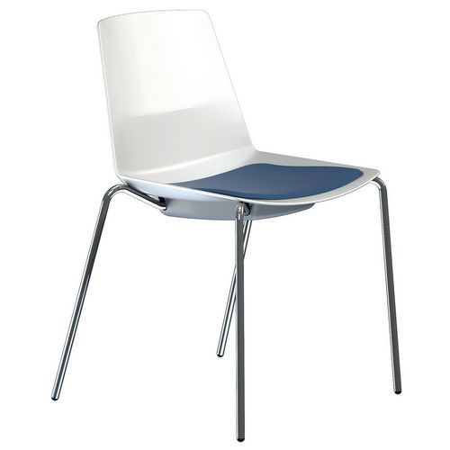 CHAISE CLUE STRUCTURE CHROMÉE COQUE BLANCHE COUSSIN BLEU - QUADRIFOGLIO
