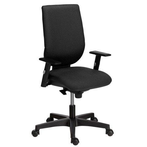 CHAISE DE BUREAU NAO TISSU NOIR - DOSSIER HAUT ACCOUDOIRS - MÉCANISME SYNCHRONE - PIEDS NOIR
