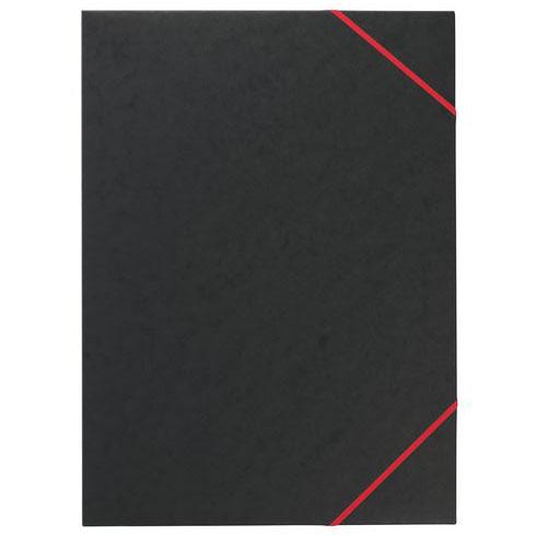 LOT DE 5 - CHEMISE À ÉLASTIQUE 3 RABATS CARTE EXACOMPTA 32 X 44 CM DOS 2,5 CM NOIRE