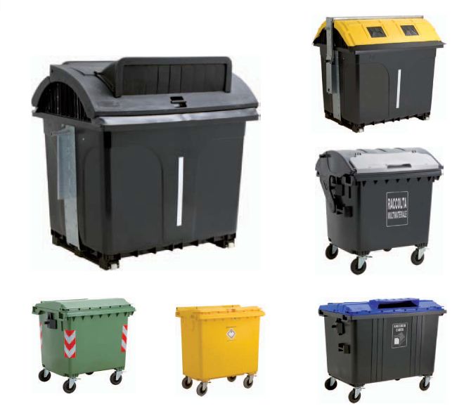 Conteneur à déchets - 660 à 2400 litres - Charge jusqu'à 650kg - Roues freinées - PEHD recyclable_0