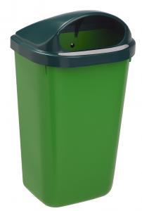 Corbeille publique 50L en plastique Xerios vert/vert - Polypropylène avec mécanisme d'ouverture à clé_0