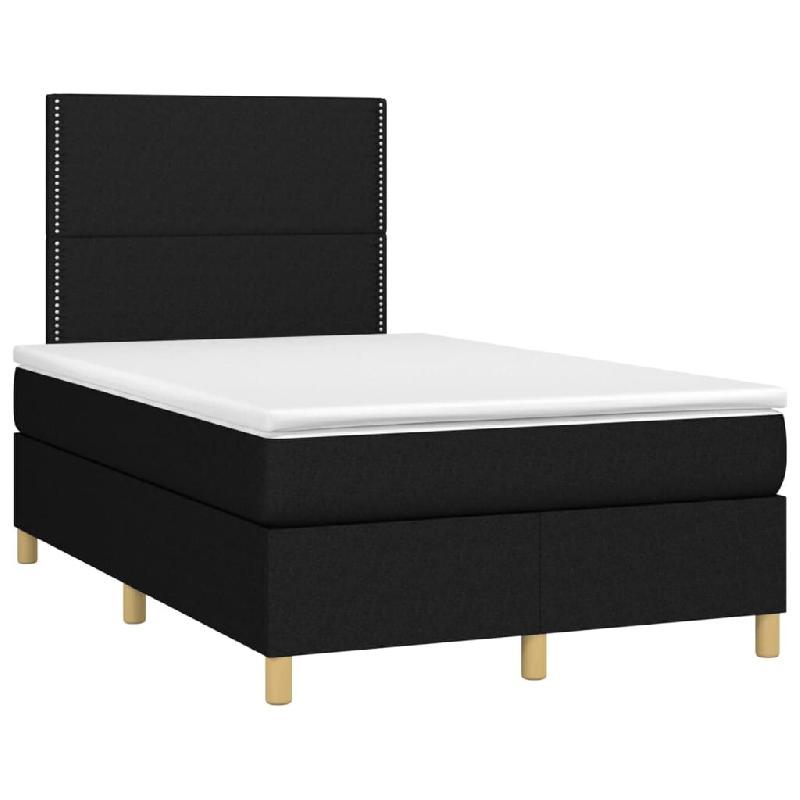 Décoshop26 - Cadre de lit LED avec sommier tête de lit matelas 120 x 200 cm tissu noir TDL0209290 - noir 3001708982725_0