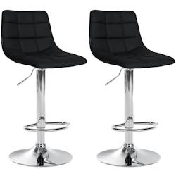 Décoshop26 - Lot de 2 tabourets de bar en synthétique noir base métal chromé réglable en hauteur et repose-pieds TDB10641 - noir 3002470232698_0