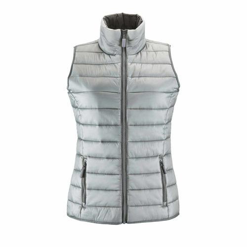 DOUDOUNE LIGHT FEMME SANS MANCHE EN NYLON GRIS METAL