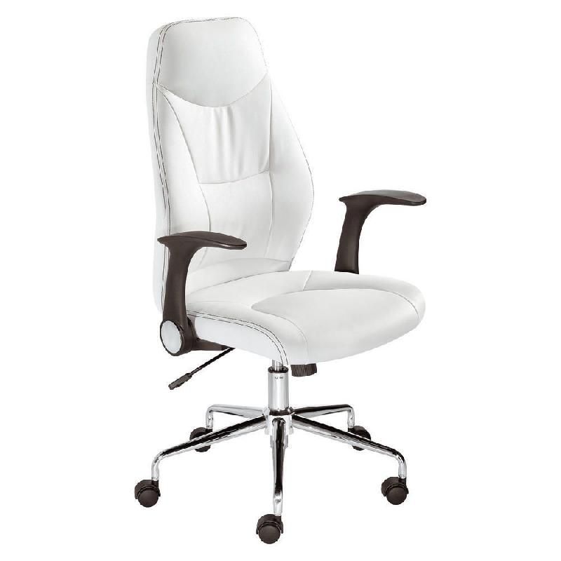 FAUTEUIL DIRECTION À ROULETTES PERFORMER - AJUSTABLE - EN SIMILI CUIR - HAUTEUR DOSSIER 65 CM - COULEUR BLANC