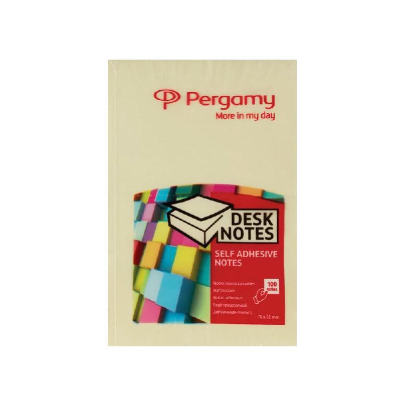 FEUILLES REPOSITIONNABLES PERGAMY - 7,6X5,1CM - BLOC DE 100 - COLORIS JAUNE PASTEL - LOT DE 12